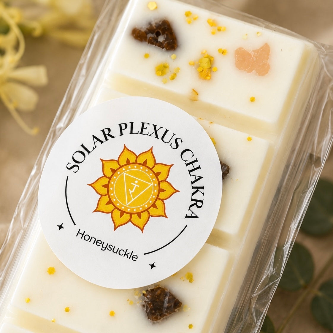 Solar Plexus Chakra Reiki Charged Wax Melt - Honeysuckle & Rose Quartz