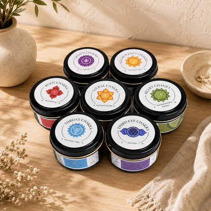7 Reiki Charged Tin Candles Set