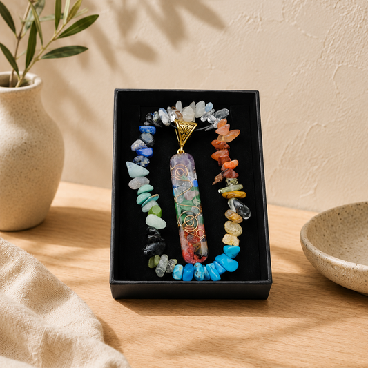 Reiki Crystal Bar Necklace & Bracelet Gift Set