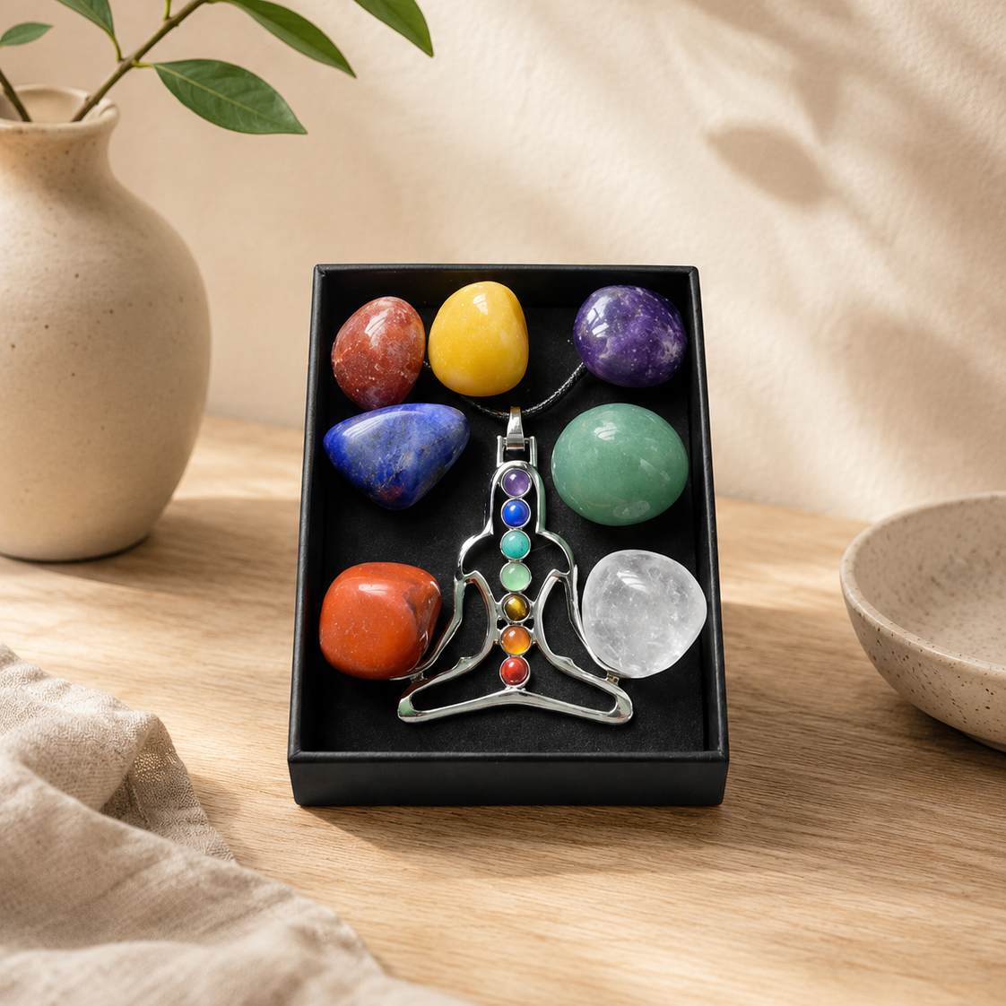 Reiki Crystals & Pendant Necklace Gift Set