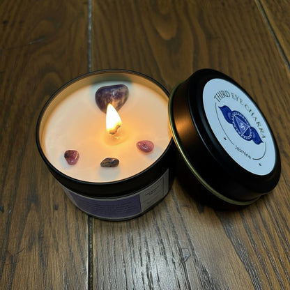 Third Eye Chakra Reiki Charged Tin Candle - Jasmine & Lapis Lazuli