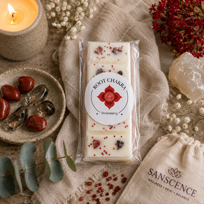 Root Chakra Reiki Charged Wax Melt - Strawberry & Red Jasper