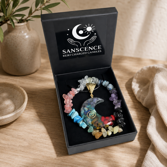 Reiki Crystal Moon Necklace & Bracelet Gift Set