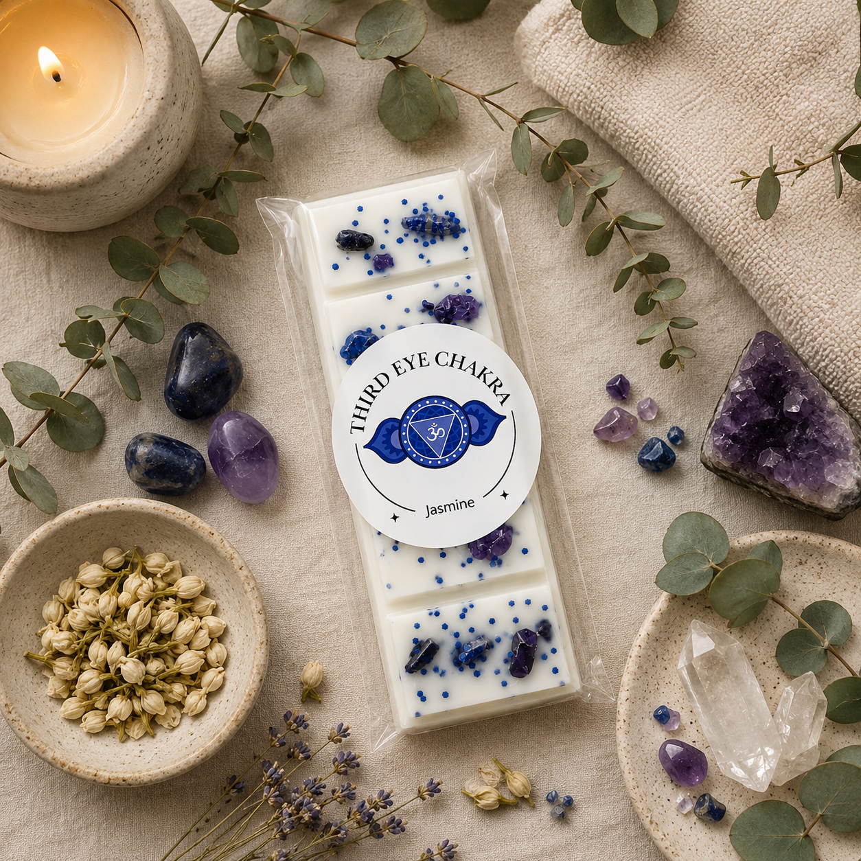 Third Eye Chakra Reiki Charged Wax Melt - Jasmine & Lapis Lazuli