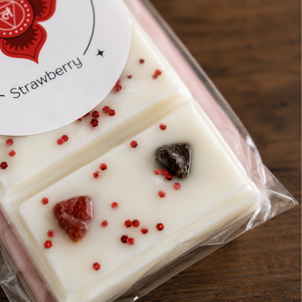 Root Chakra Reiki Charged Wax Melt - Strawberry & Red Jasper