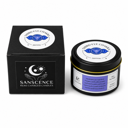 Third Eye Chakra Reiki Charged Tin Candle - Jasmine & Lapis Lazuli