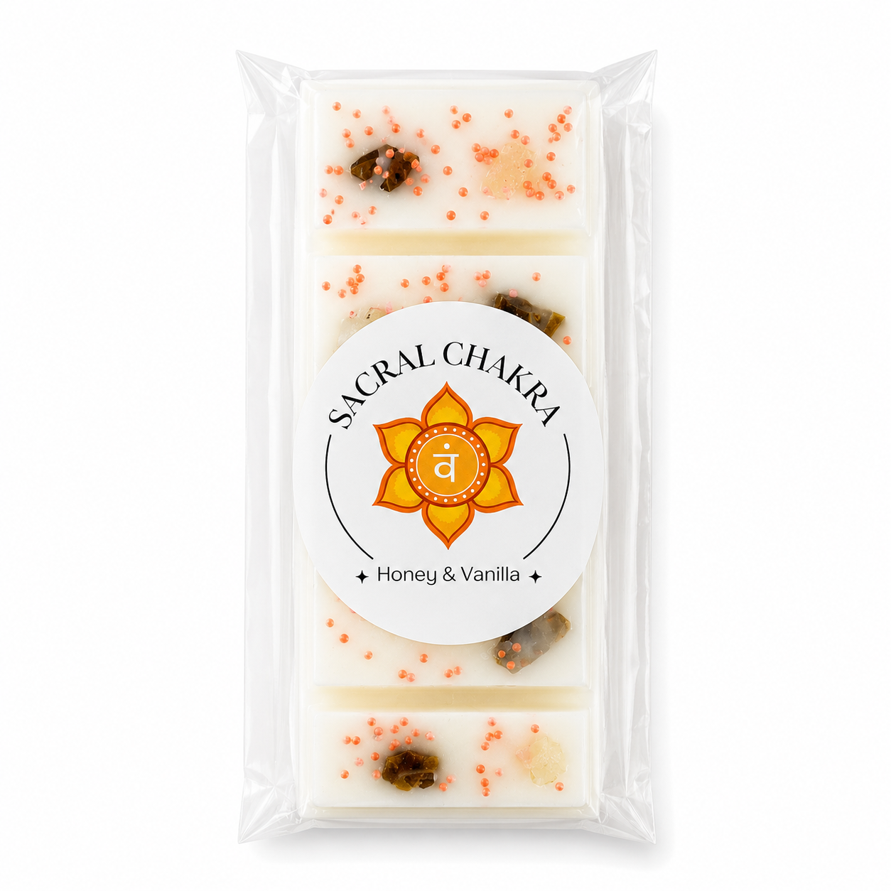 Sacral Chakra Reiki Charged Wax Melt - Honey, Vanilla & Tiger's Eye