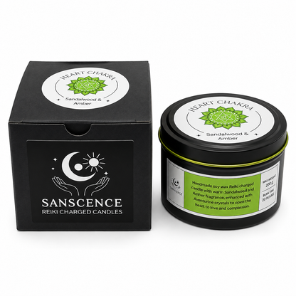 Heart Chakra Tin Candle - 200g - Sandalwood, Amber & Aventurine