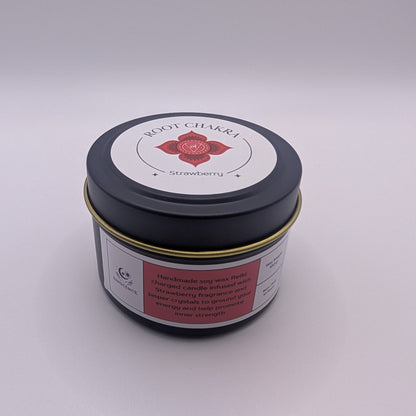 Small container with a black lid and red label on a gray background