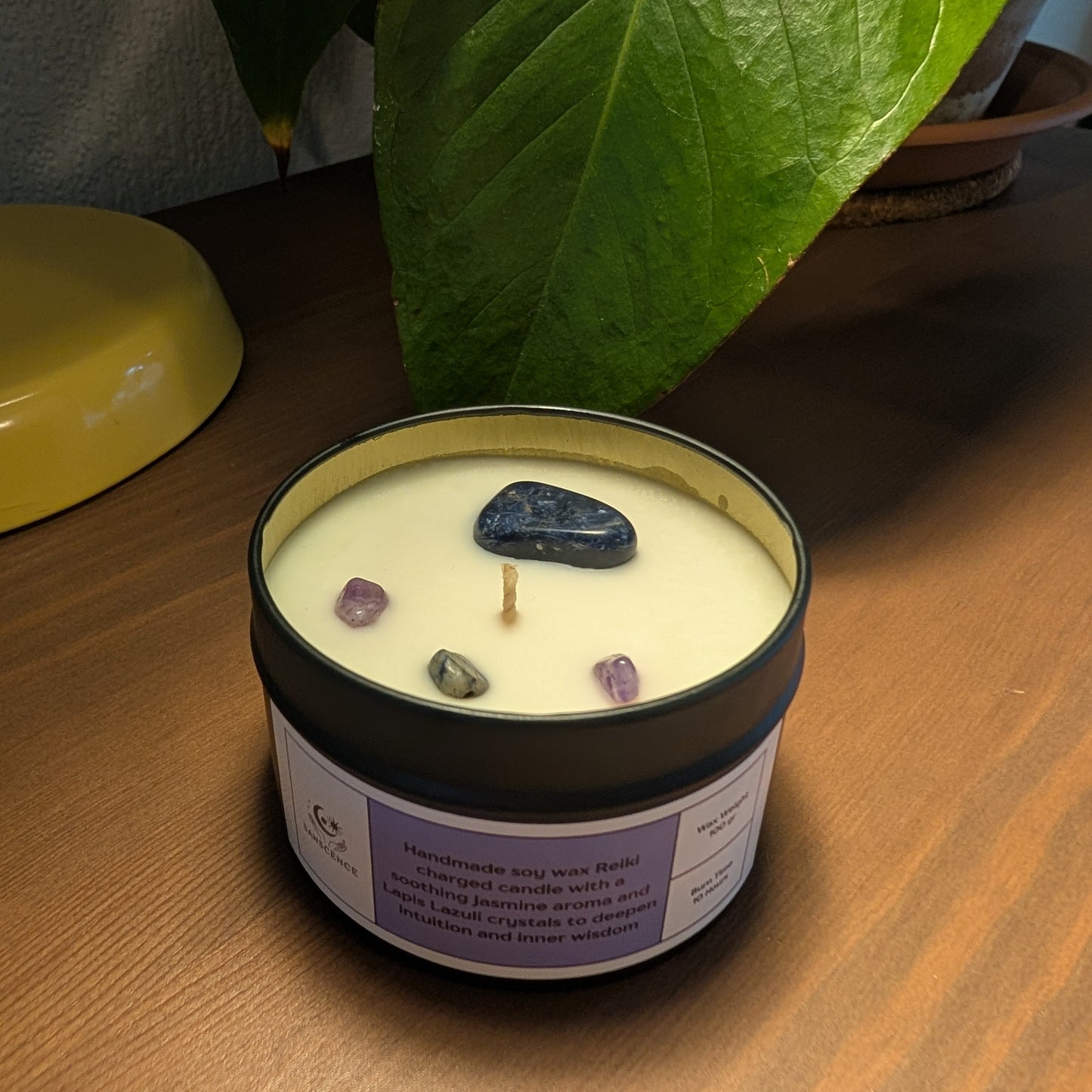 Third Eye Chakra Reiki Charged Tin Candle - Jasmine & Lapis Lazuli