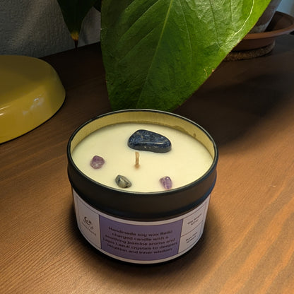Third Eye Chakra Reiki Charged Tin Candle - Jasmine & Lapis Lazuli