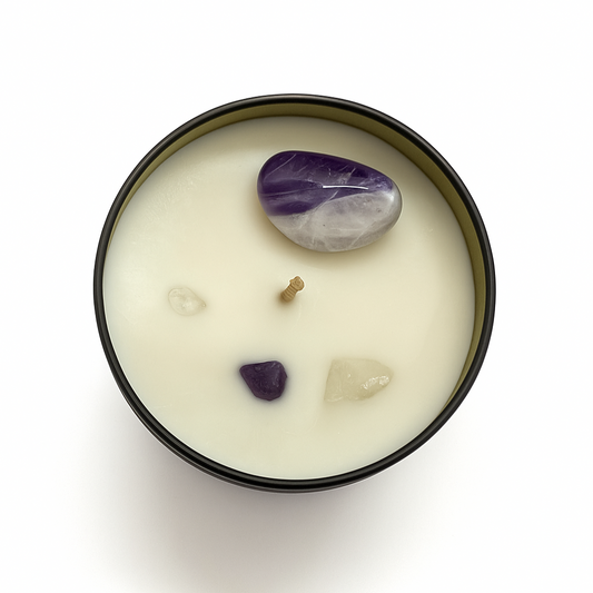 Crown Chakra Reiki Charged Tin Candle - Neroli & Amethyst