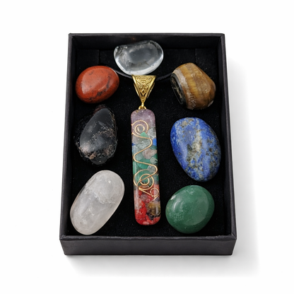 Reiki Crystals & Bar Necklace Gift Set