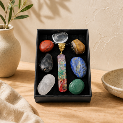 Reiki Crystals & Bar Necklace Gift Set