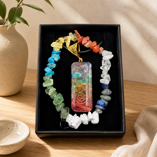 Reiki Crystal Rectangle Necklace & Bracelet Gift Set