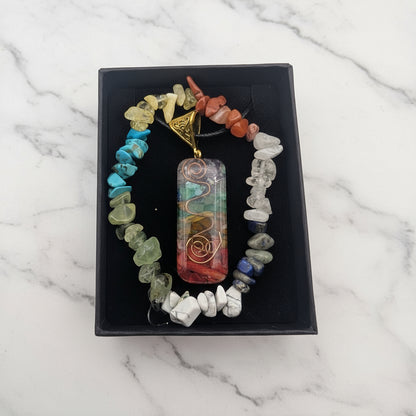 epoxy rectangle necklace and bracelet