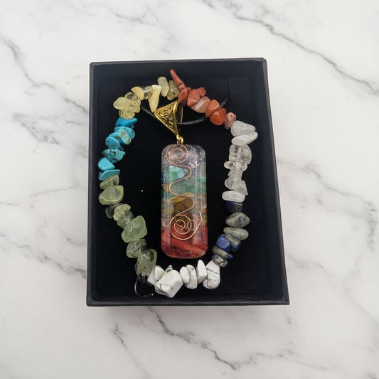 epoxy rectangle necklace and bracelet