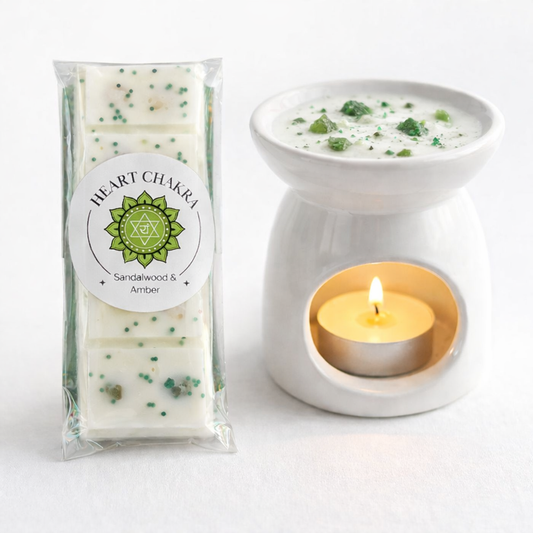 Heart Chakra Reiki Charged Wax Melt - Sandalwood, Amber & Aventurine