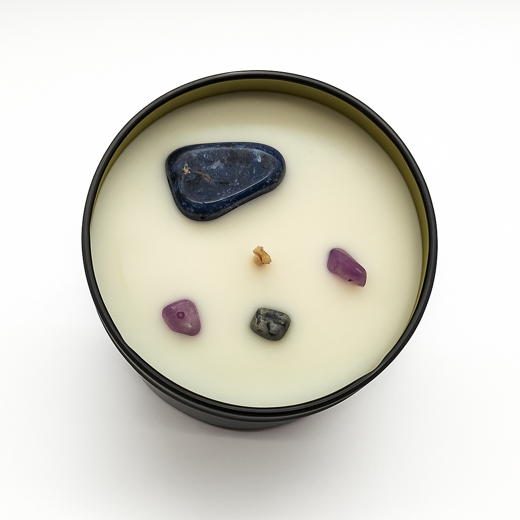 Third Eye Chakra Reiki Charged Tin Candle - Jasmine & Lapis Lazuli