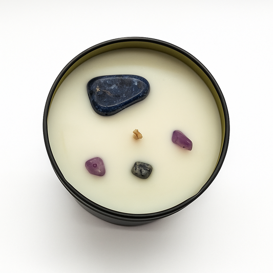 Third Eye Chakra Reiki Charged Tin Candle - Jasmine & Lapis Lazuli