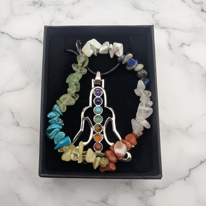 metal pendant and crystal bracelet