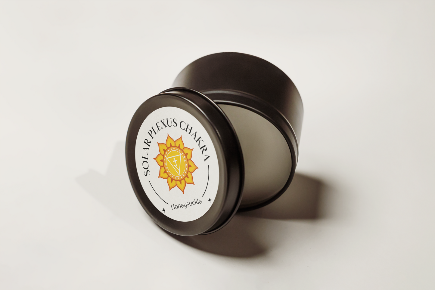 Solar Plexus Chakra Reiki Charged Tin Candle - Honeysuckle & Rose Quartz