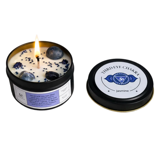 Third Eye Chakra Reiki Charged Tin Candle - Jasmine & Lapis Lazuli
